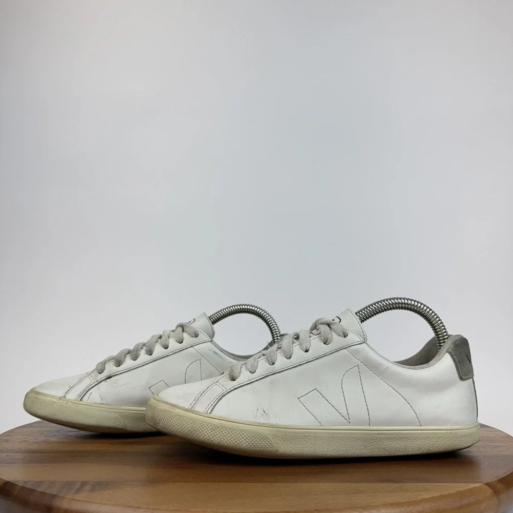 Womens Veja Esplar Logo White Leather Comfort Casual Sneakers Shoes Size 5 M‎